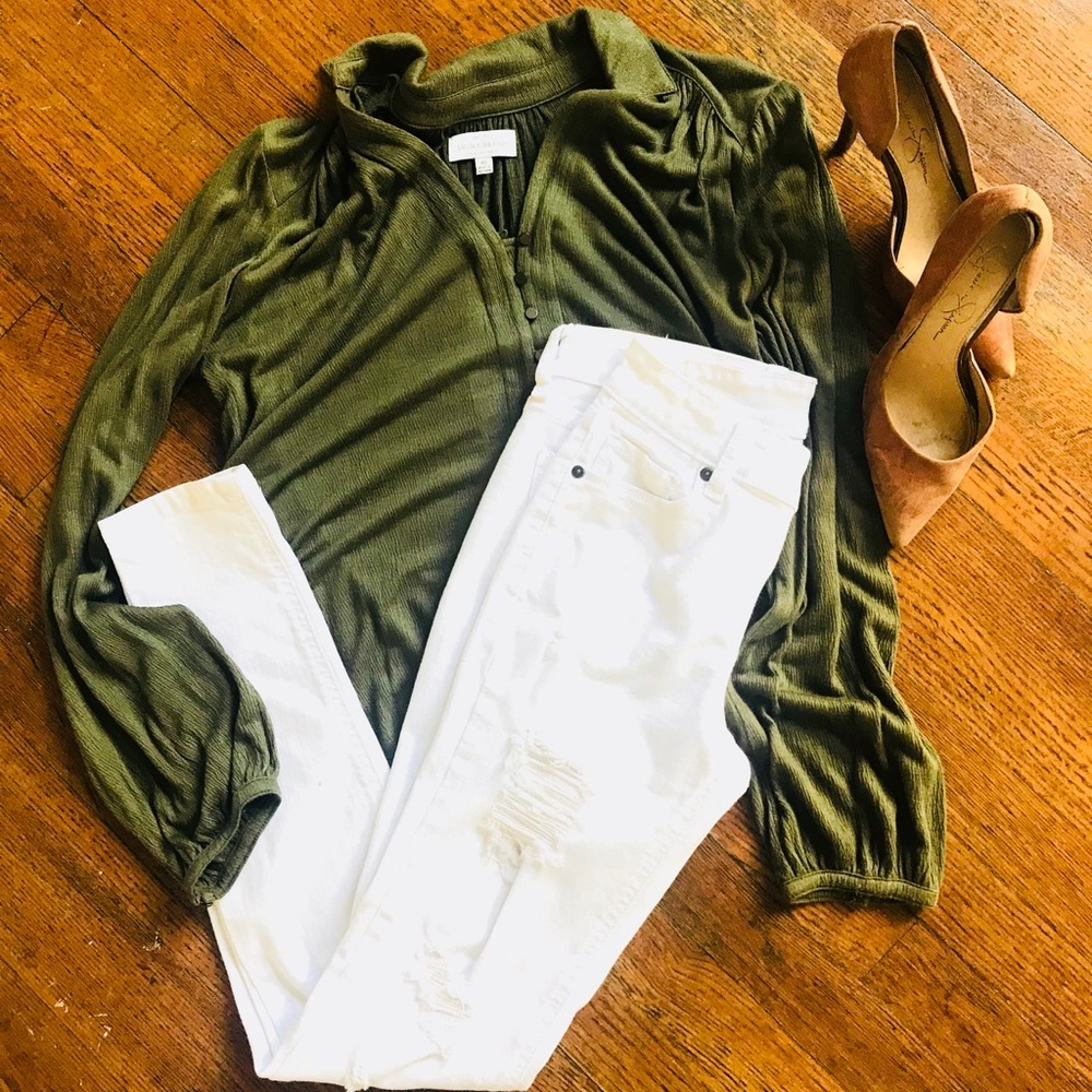 White Distressed Front Skinny Jeans